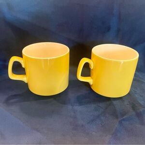 Pair of Vintage Yellow Ceramic Coffee Mugs